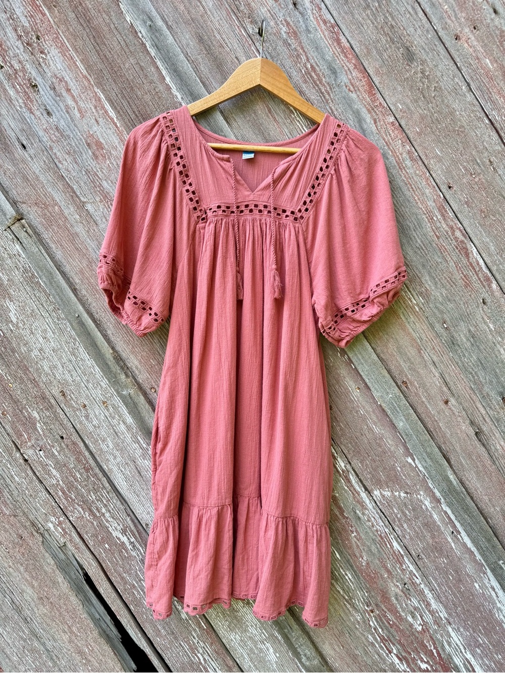 Old Navy 100% Cotton Gauze Boho Prairie Midi Dress M